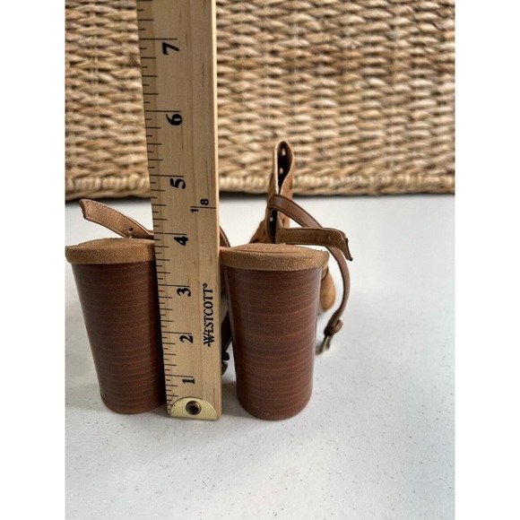 Tahari Marvel Sandals Size 23m Maple Brown Block Heel Suede Cutout Sling Back - Picture 8 of 14